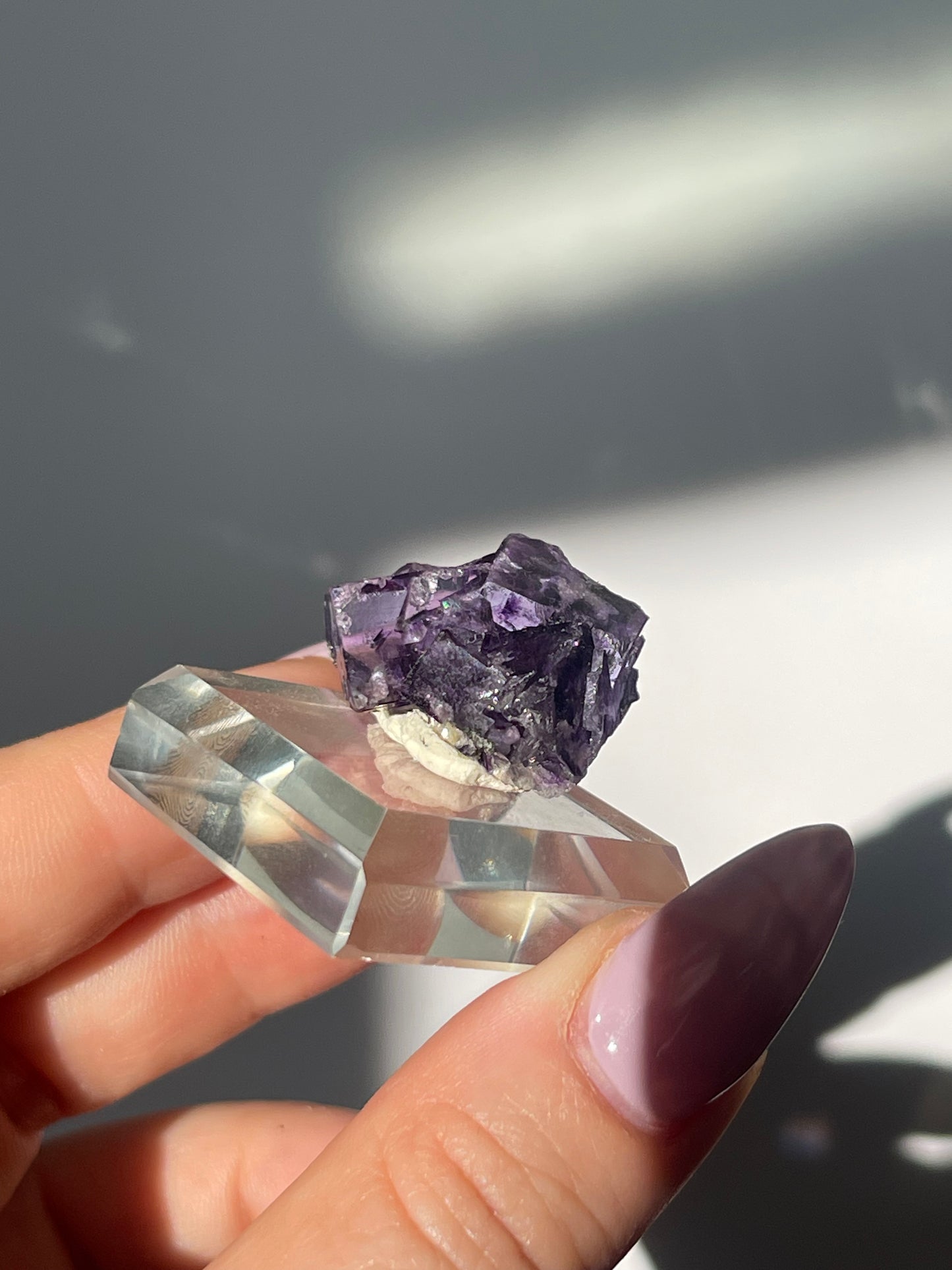 Yaogangxian Deep Purple Flourite with Calcite - 8 grams