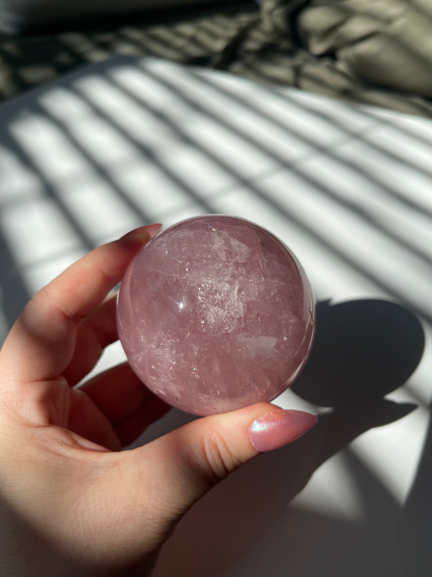 Deep Pink Star Rose Quartz Sphere