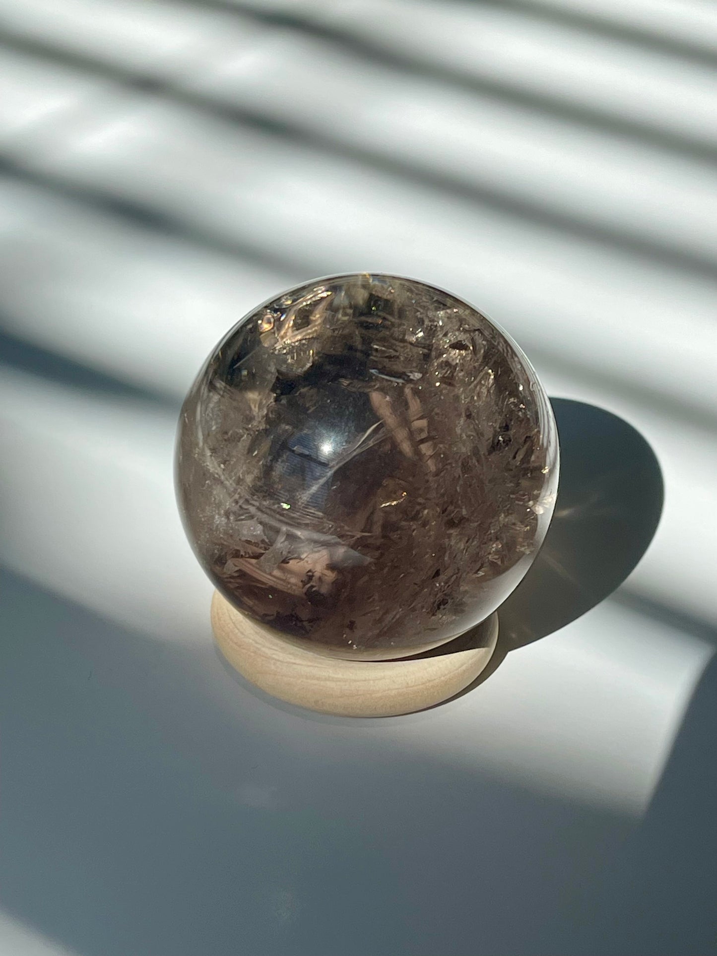 Rainbow Filled Smokey Quartz Sphere