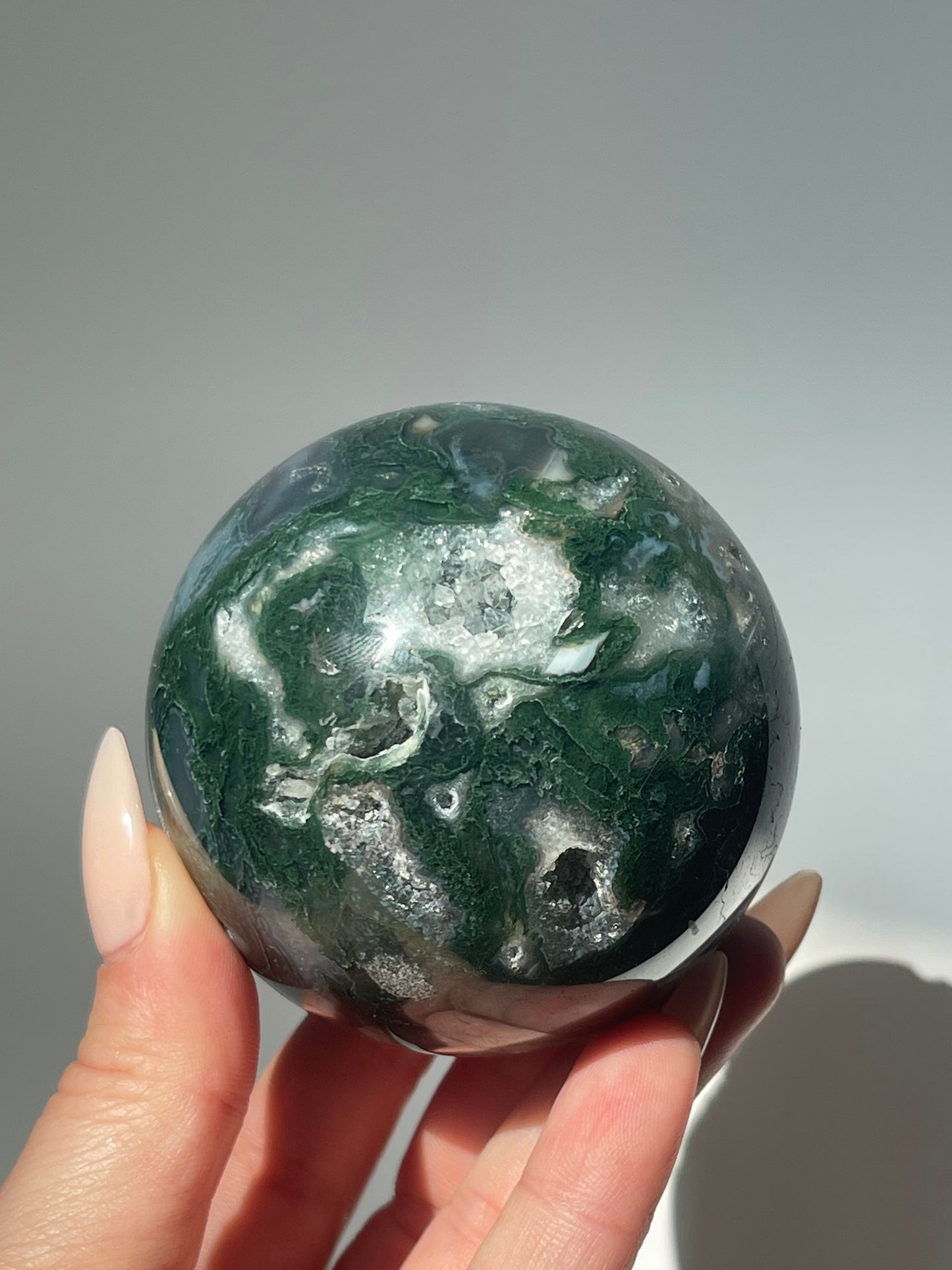 Medium Moss Agate Druzy Sphere