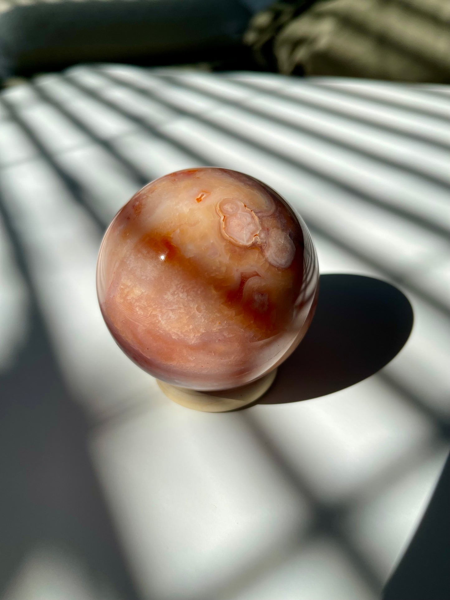 Sherbert Flower Agate Carnelian Sphere