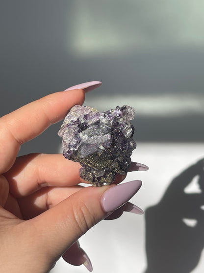 Yaogangxian Purple Octahedral Fluorite with Pyrite Coating - 30 grams