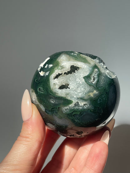 Medium Moss Agate Druzy Sphere