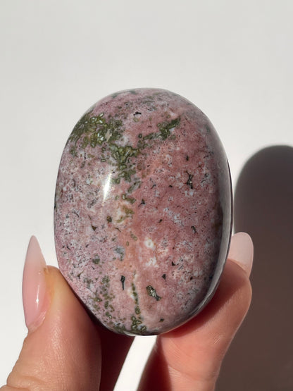 Pink Sea Jasper Palm Stone