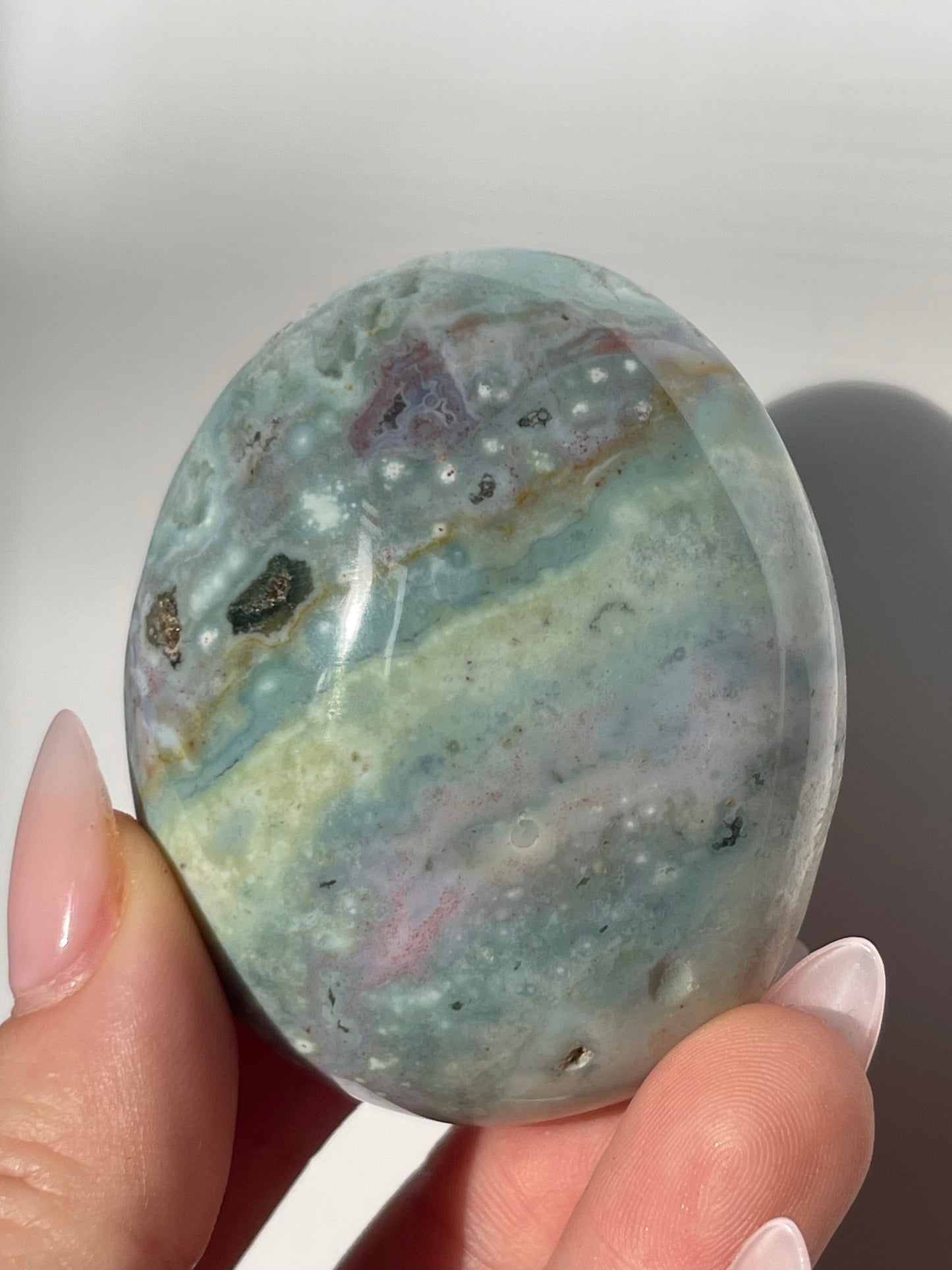 Pastel Sea Jasper Palm Stone