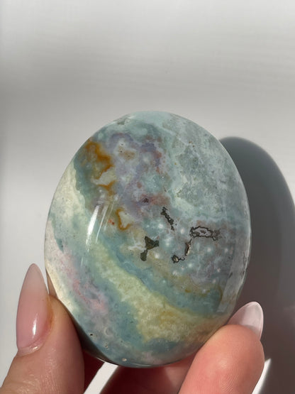 Pastel Sea Jasper Palm Stone