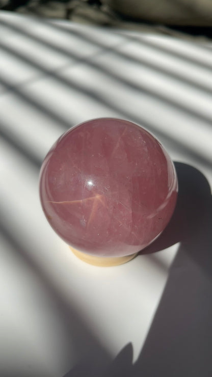Deep Pink Star Rose Quartz Sphere