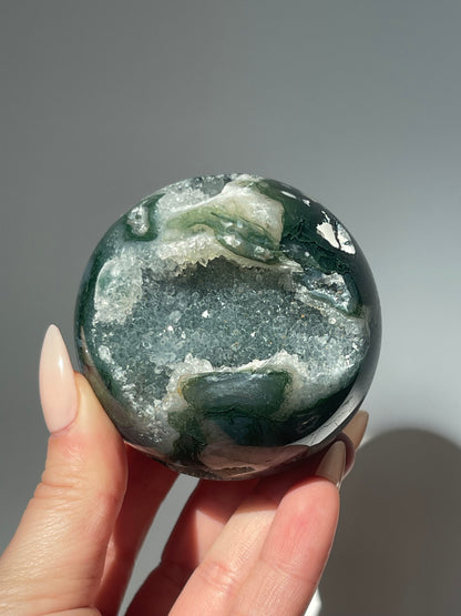 Medium Moss Agate Druzy Sphere