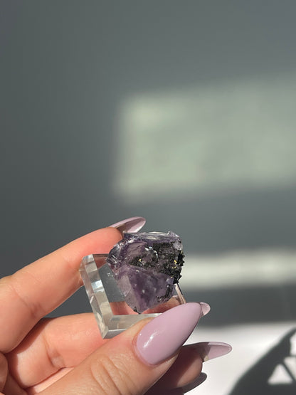 Yaogangxian Purple Phantom Flourite with Pyrite - 14 grams