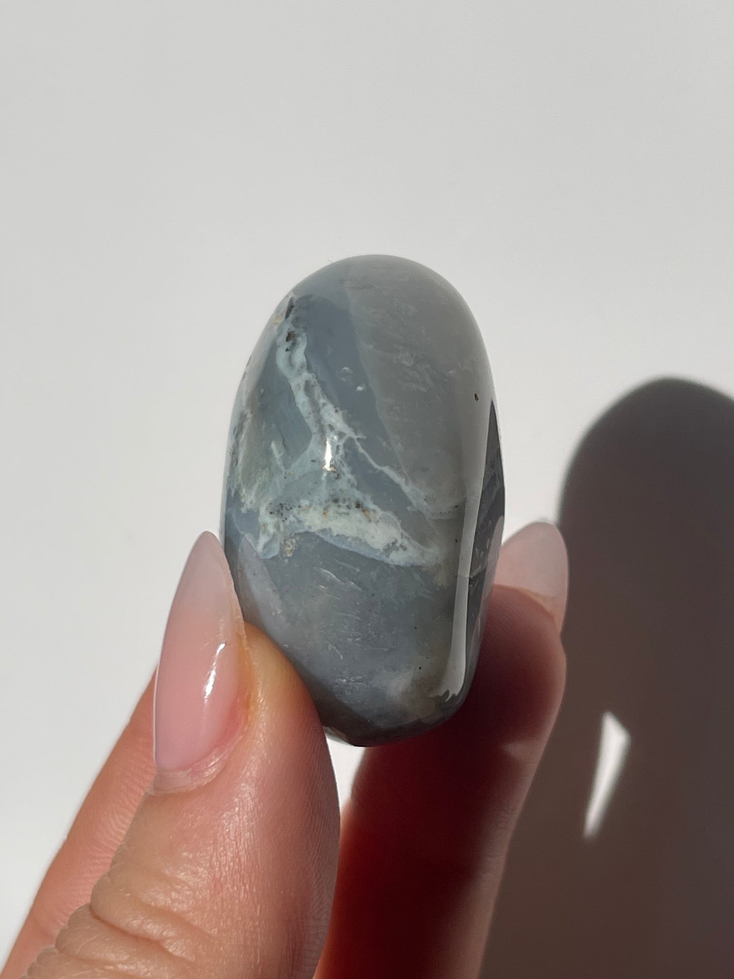 Pastel Blue Sea Jasper Mini Palm Stone