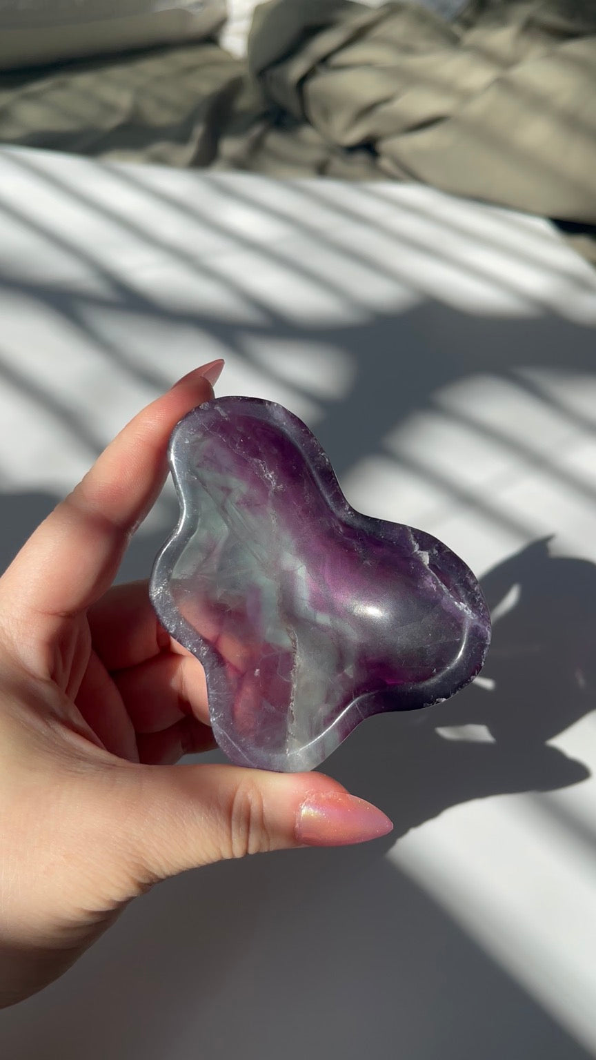 Purple Green Fluorite Wavy Mini Dish