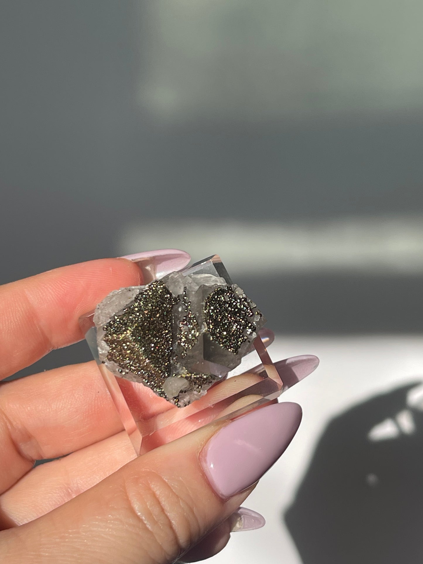 Yaogangxian Fluorite with Pyrite Coating/Calcite - 16 grams