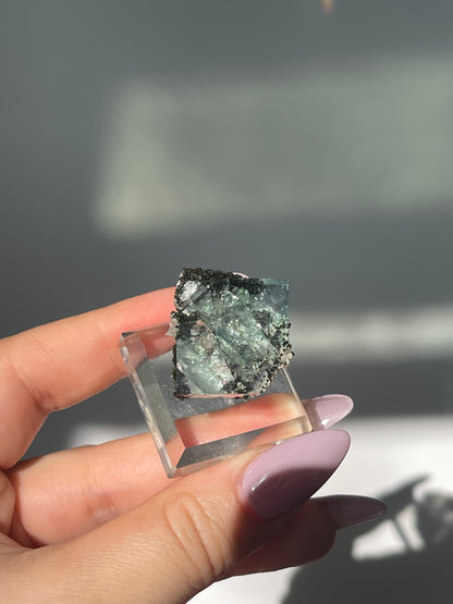 Zhejiang Green Cubic Flourite with Epidote/Quartz/Calcite - 16 grams