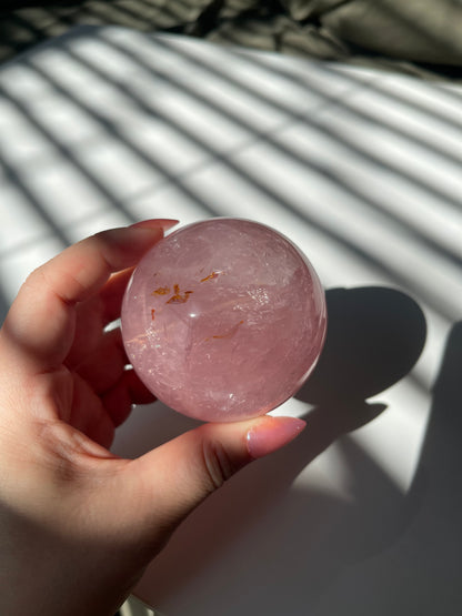 Deep Pink Star Rose Quartz Sphere