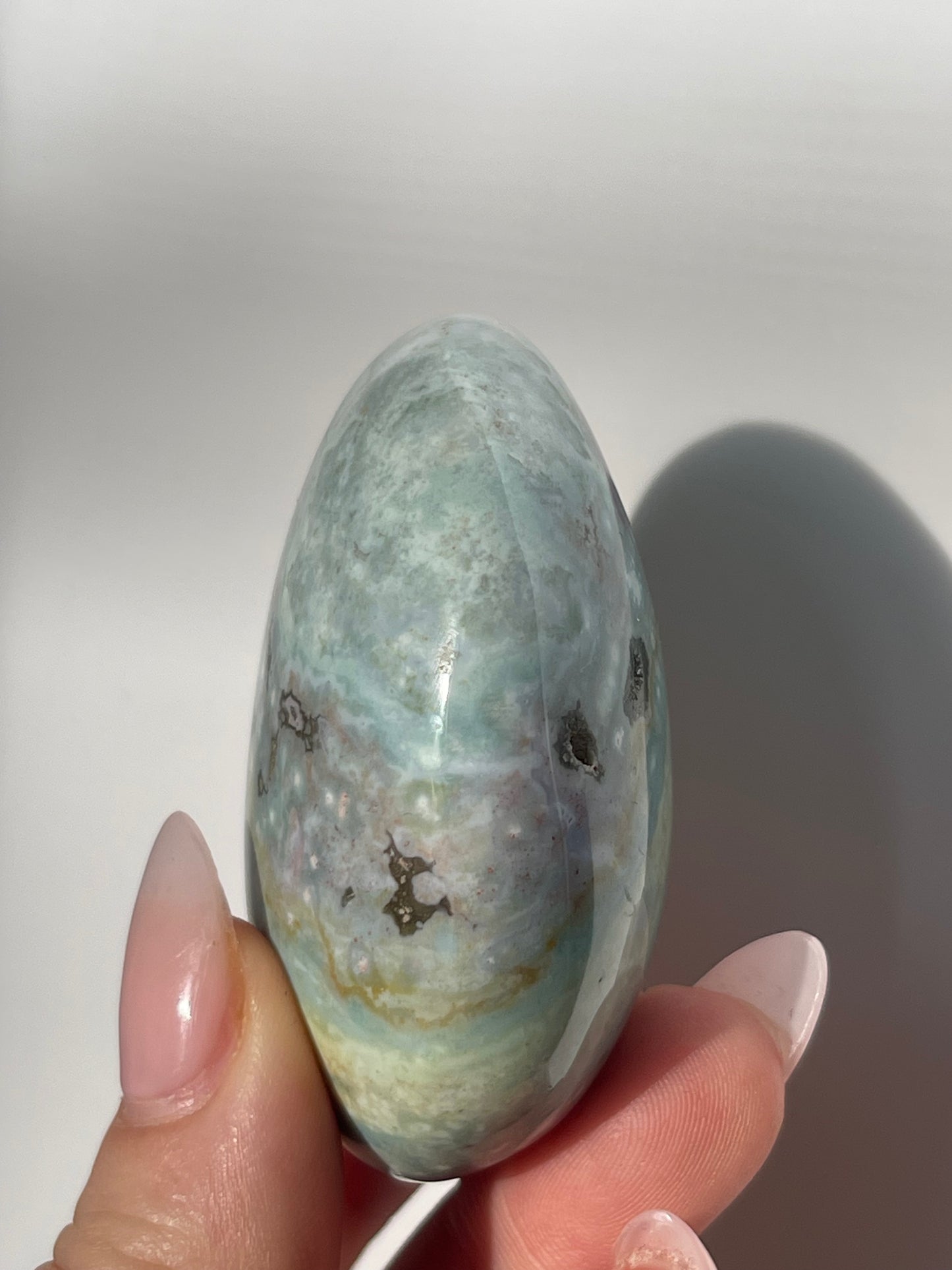 Pastel Sea Jasper Palm Stone