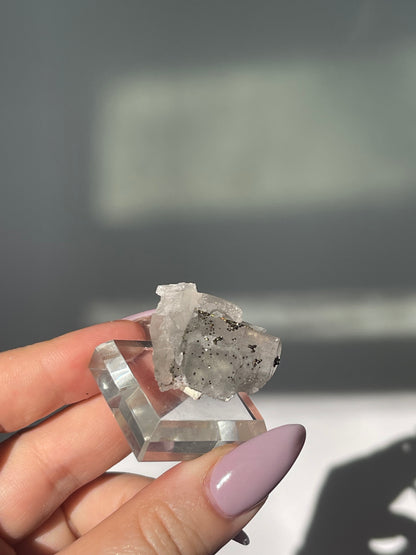 Yaogangxian Fluorite with Pyrite Coating/Quartz - 15 grams