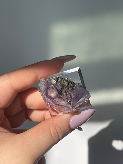 Yaogangxian Purple Phantom Flourite with Pyrite - 14 grams