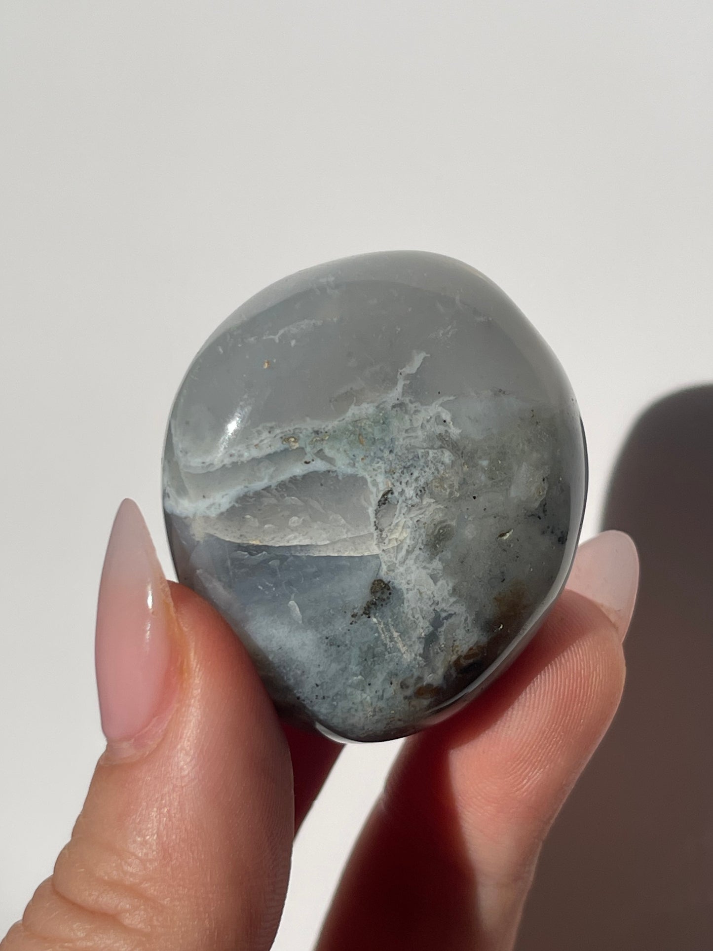 Pastel Blue Sea Jasper Mini Palm Stone