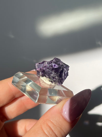 Yaogangxian Deep Purple Flourite with Calcite - 8 grams