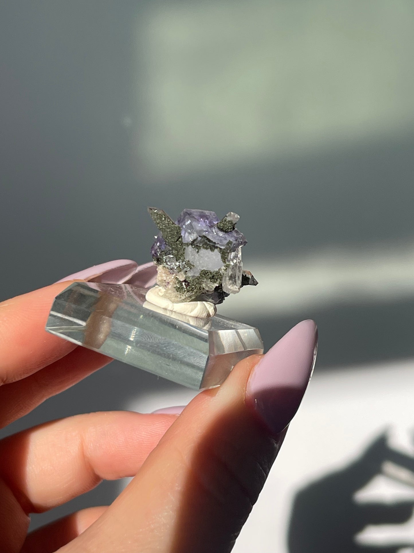 Yaogangxian Light Purple Flourite with Quartz/Mica/Epidote - 5 grams