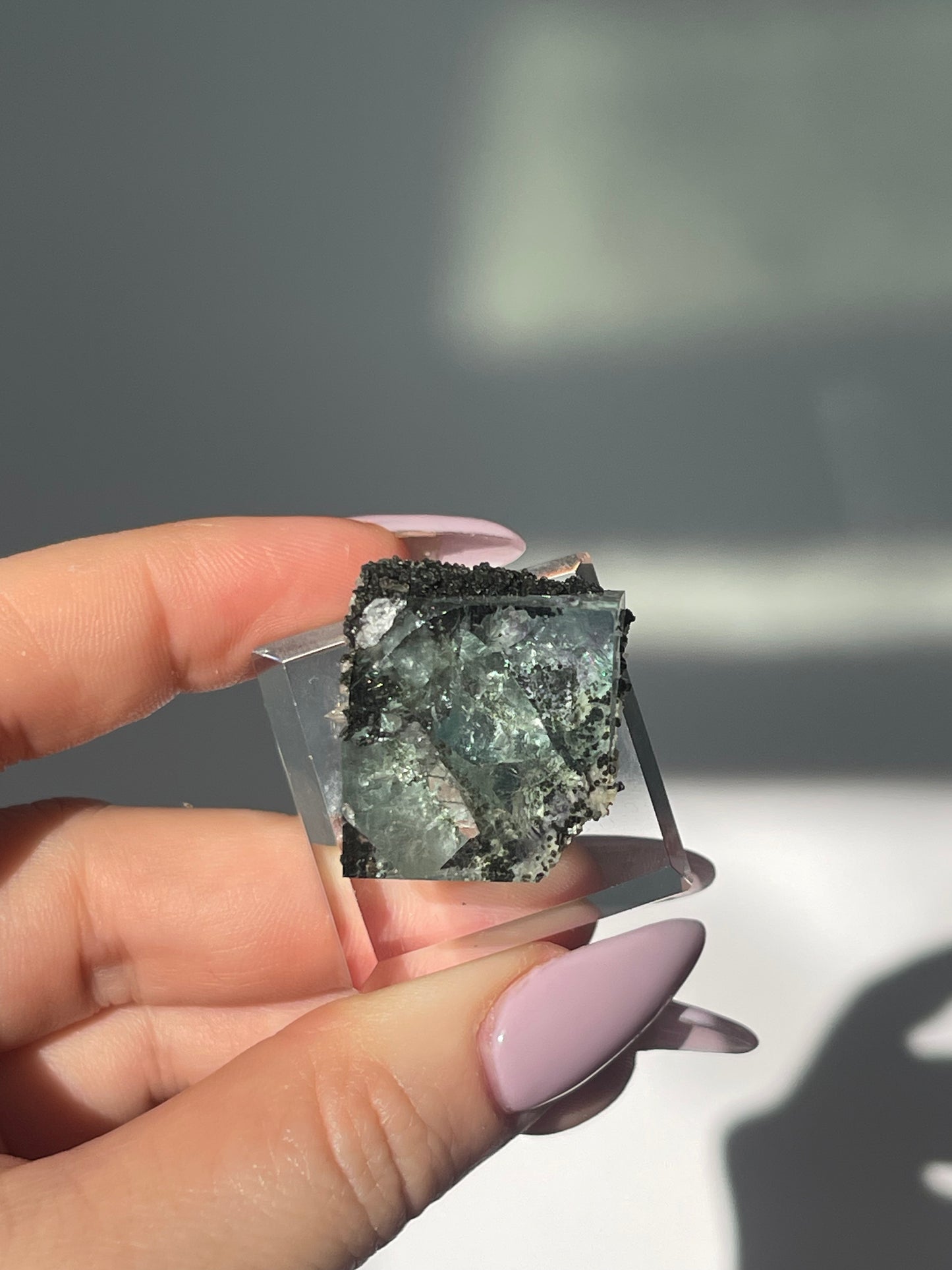 Zhejiang Green Cubic Flourite with Epidote/Quartz/Calcite - 16 grams