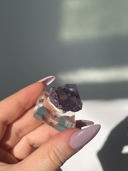 Yaogangxian Purple Phantom Flourite with Pyrite - 14 grams