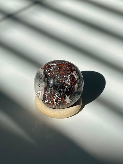 Mexican Crazy Lace Agate Sphere with Pink Window