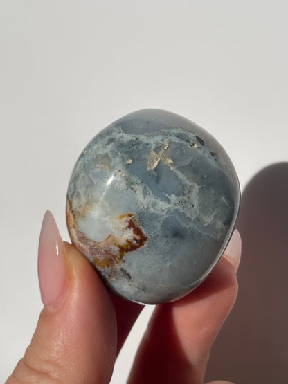 Pastel Blue Sea Jasper Mini Palm Stone