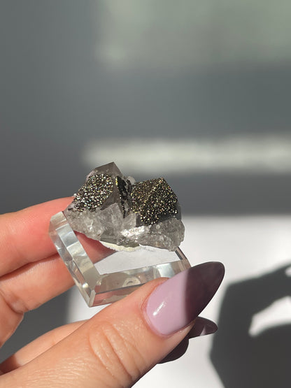 Yaogangxian Fluorite with Pyrite Coating/Calcite - 16 grams