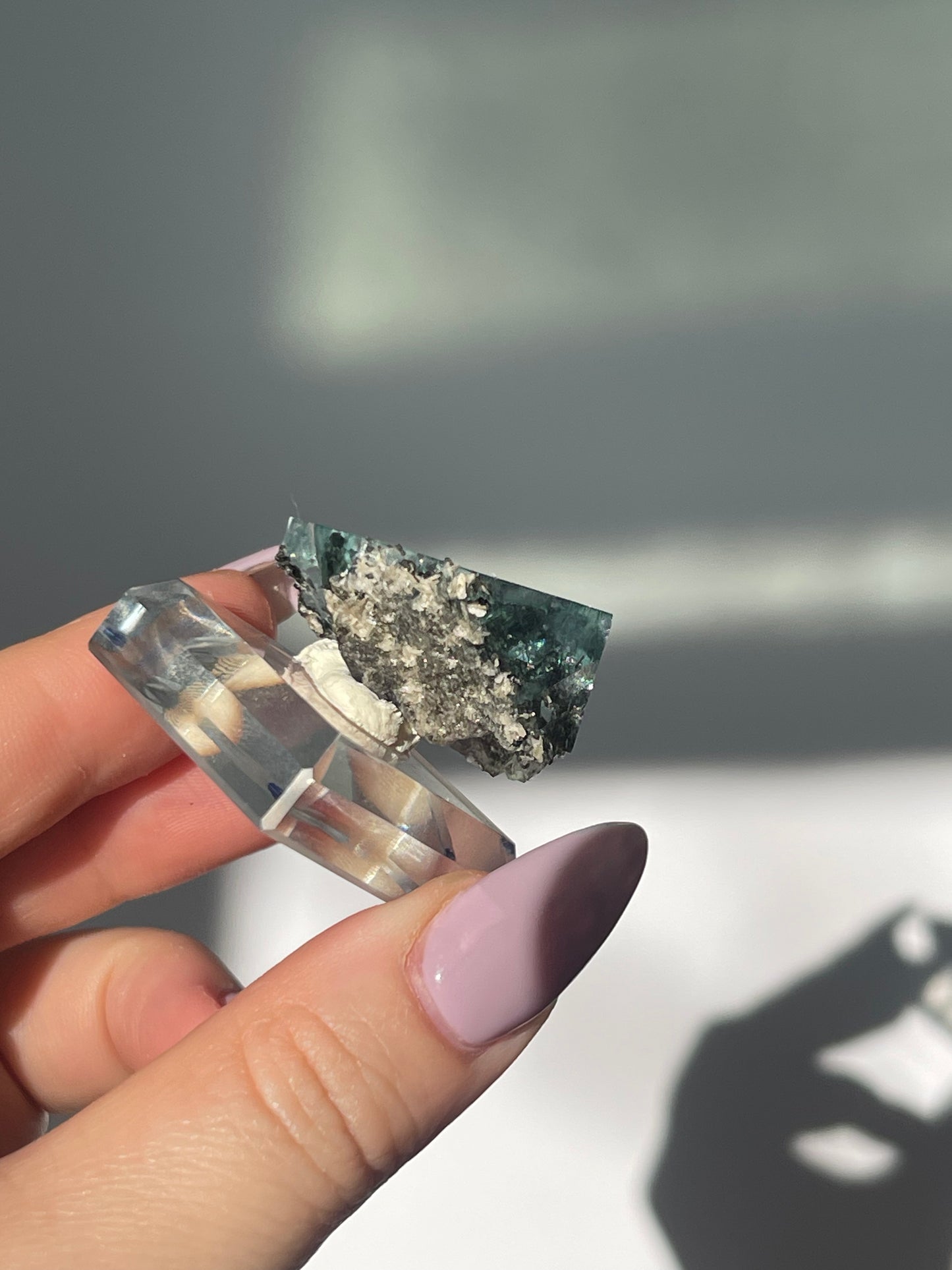 Zhejiang Green Cubic Flourite with Epidote/Quartz/Calcite - 16 grams