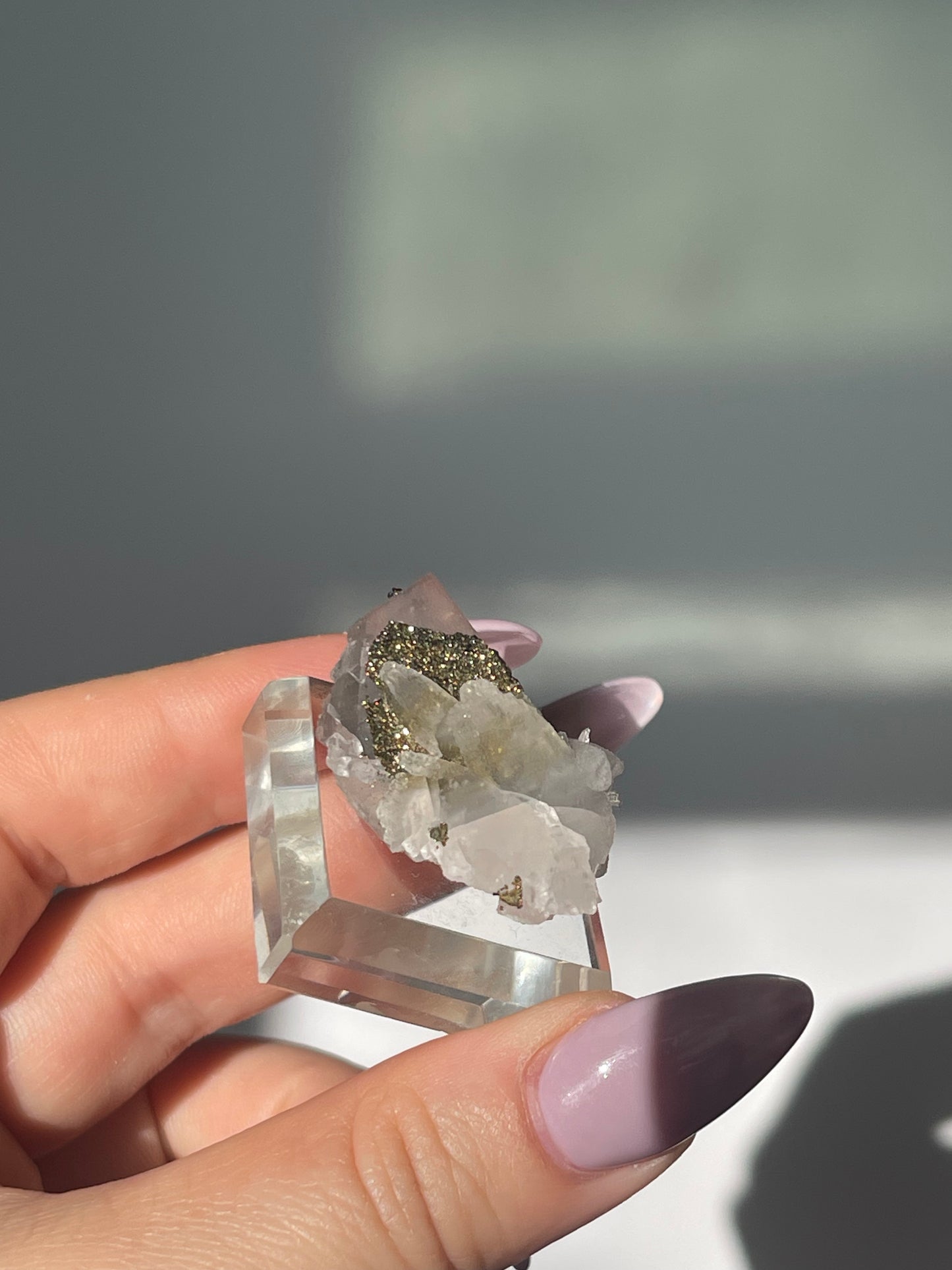Yaogangxian Fluorite with Pyrite Coating/Quartz - 15 grams