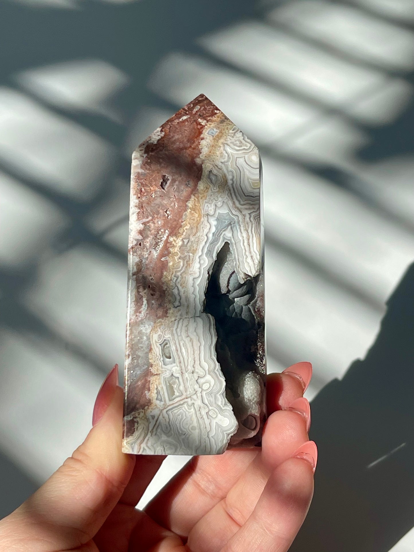 Mexican Crazy Lace Agate with Druzy Caves