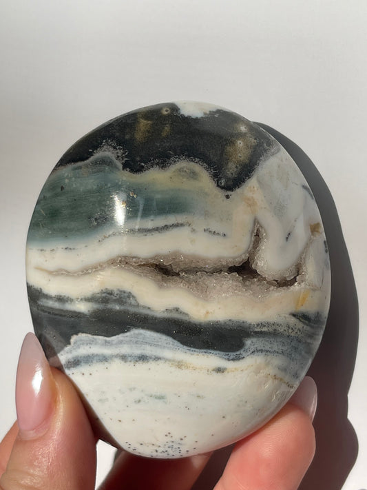 Earthy Sea Jasper Druzy Palm Stone