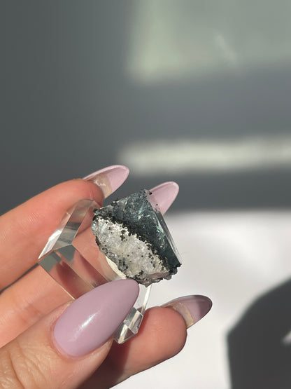 Zhejiang Green Cubic Flourite with Epidote/Quartz/Calcite - 16 grams