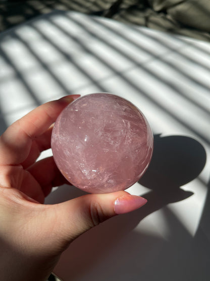 Deep Pink Star Rose Quartz Sphere