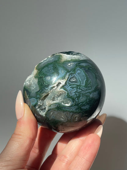 Medium Moss Agate Druzy Sphere