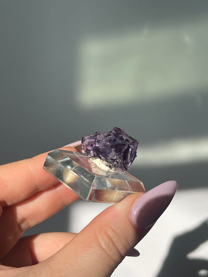 Yaogangxian Deep Purple Flourite with Calcite - 8 grams