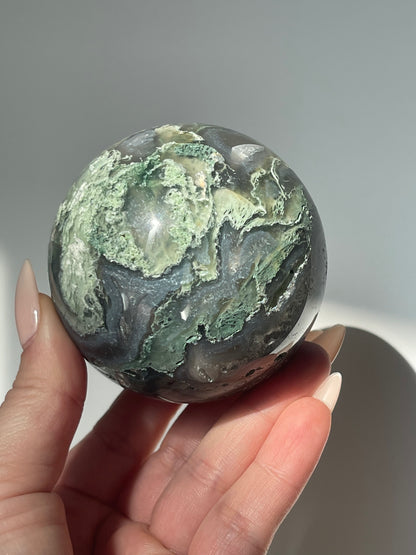 Medium Moss Agate Druzy Sphere