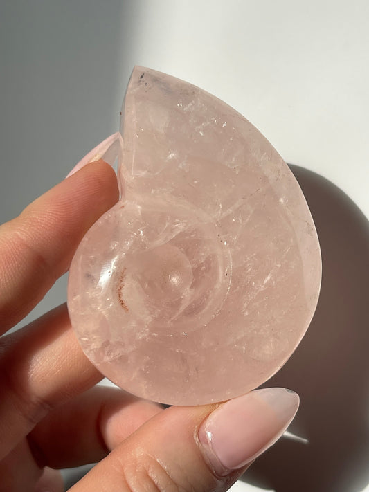 Rose Quartz Shell Carving