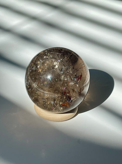 Rainbow Filled Smokey Quartz Sphere