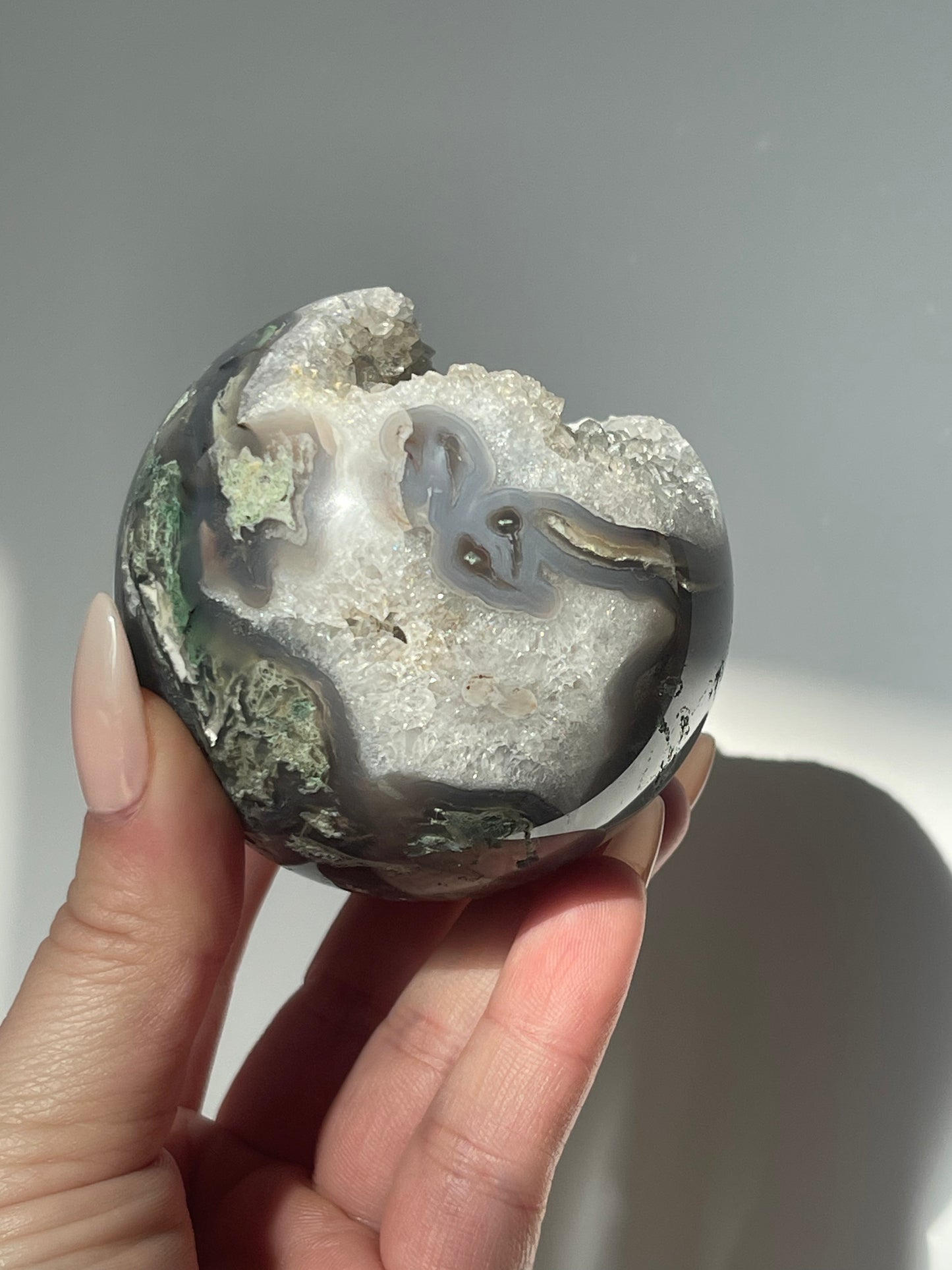 Medium Moss Agate Druzy Sphere