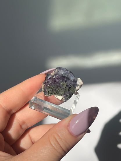 Yaogangxian Deep Purple Phantom Flourite with Epidote/Dolomite/Mica - 13 grams