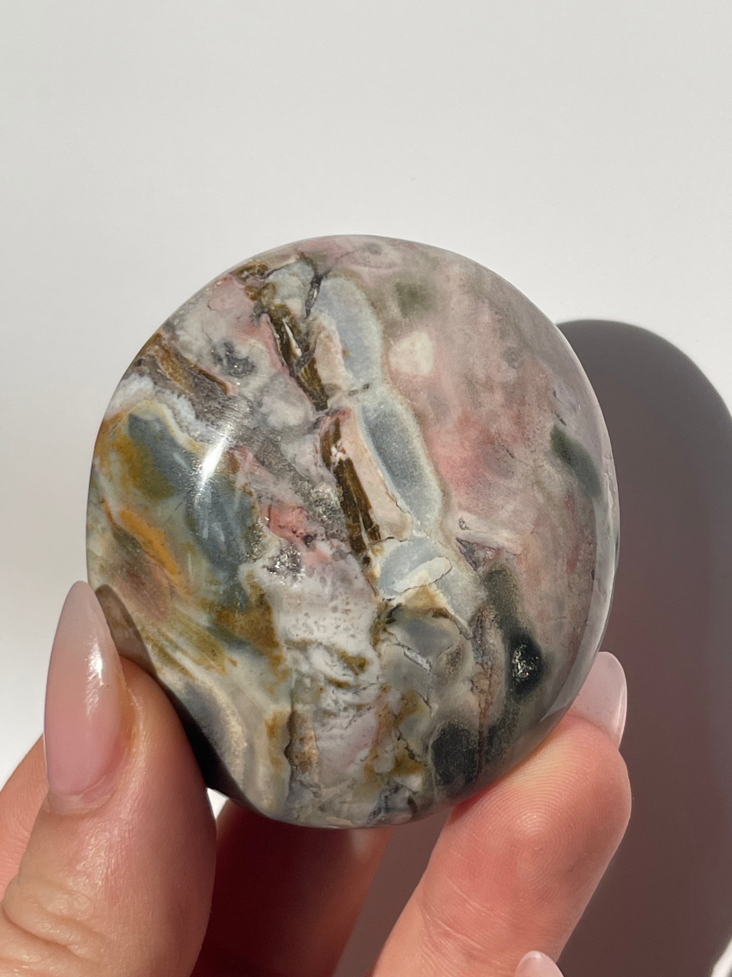 Pink Sea Jasper Palm Stone