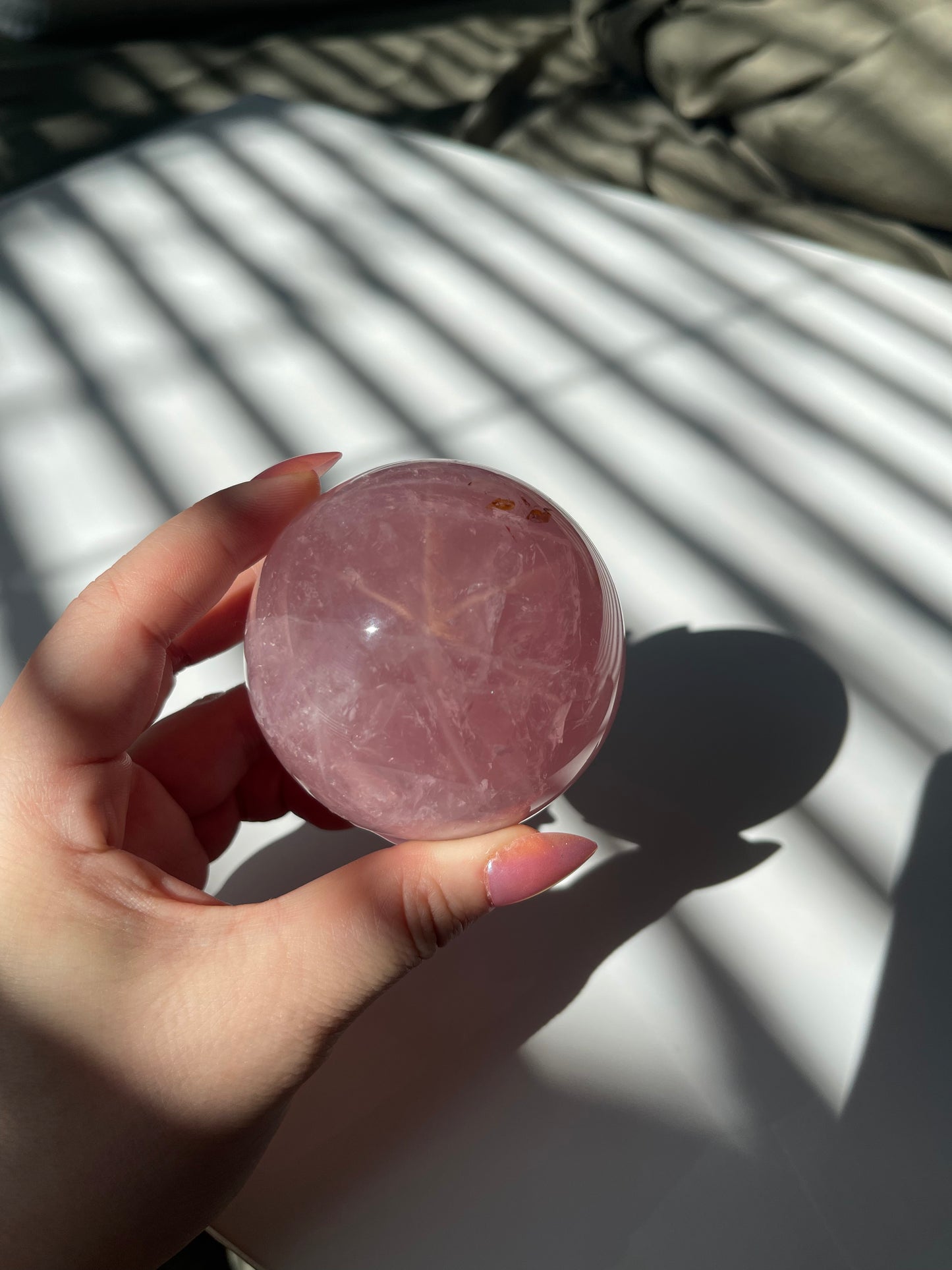 Deep Pink Star Rose Quartz Sphere
