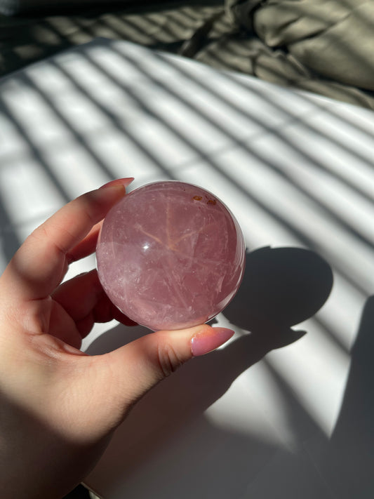 Deep Pink Star Rose Quartz Sphere