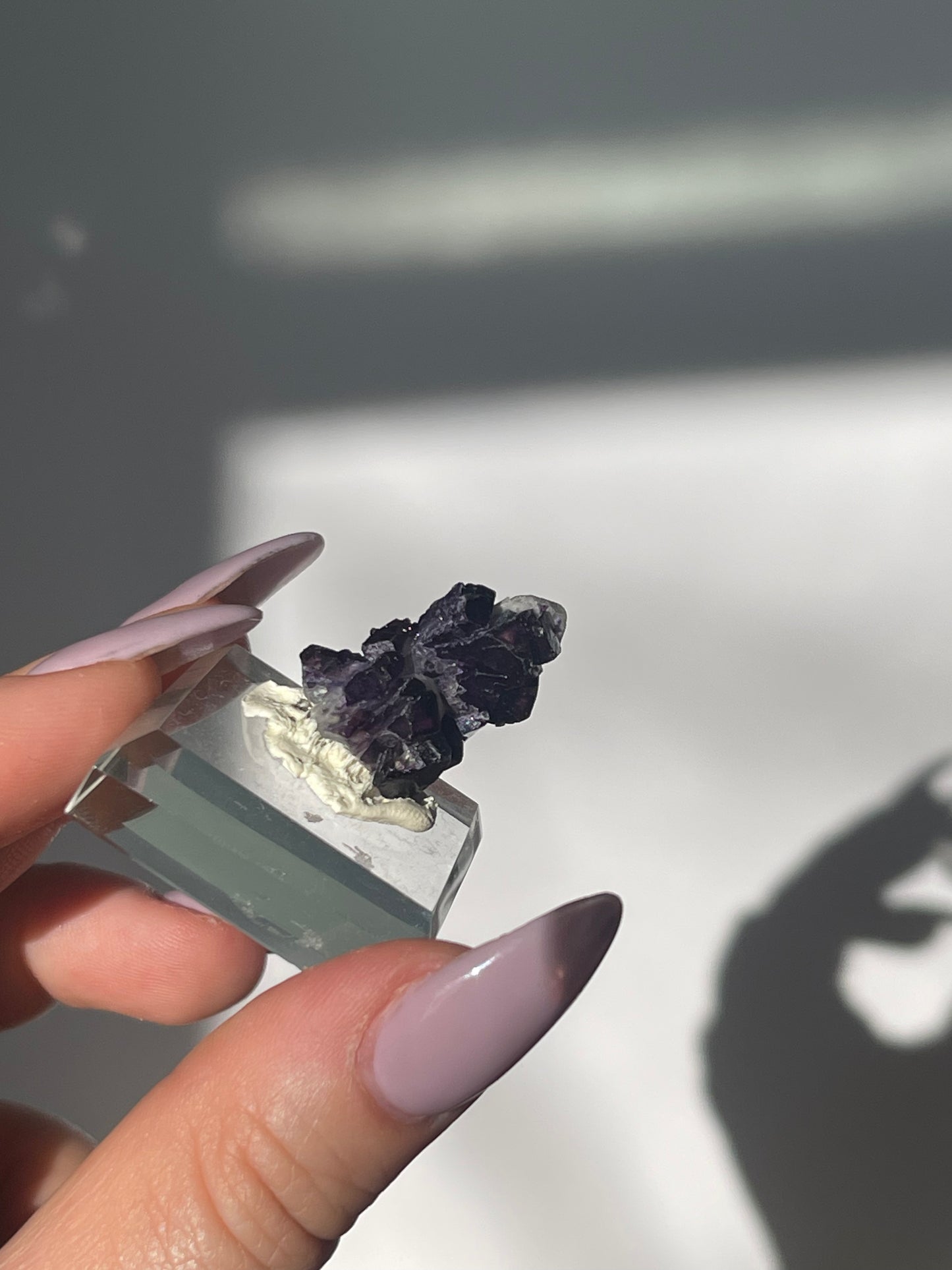 Huanggangliang Candle Quartz Point Coated with Purple Fluorite - 5 grams