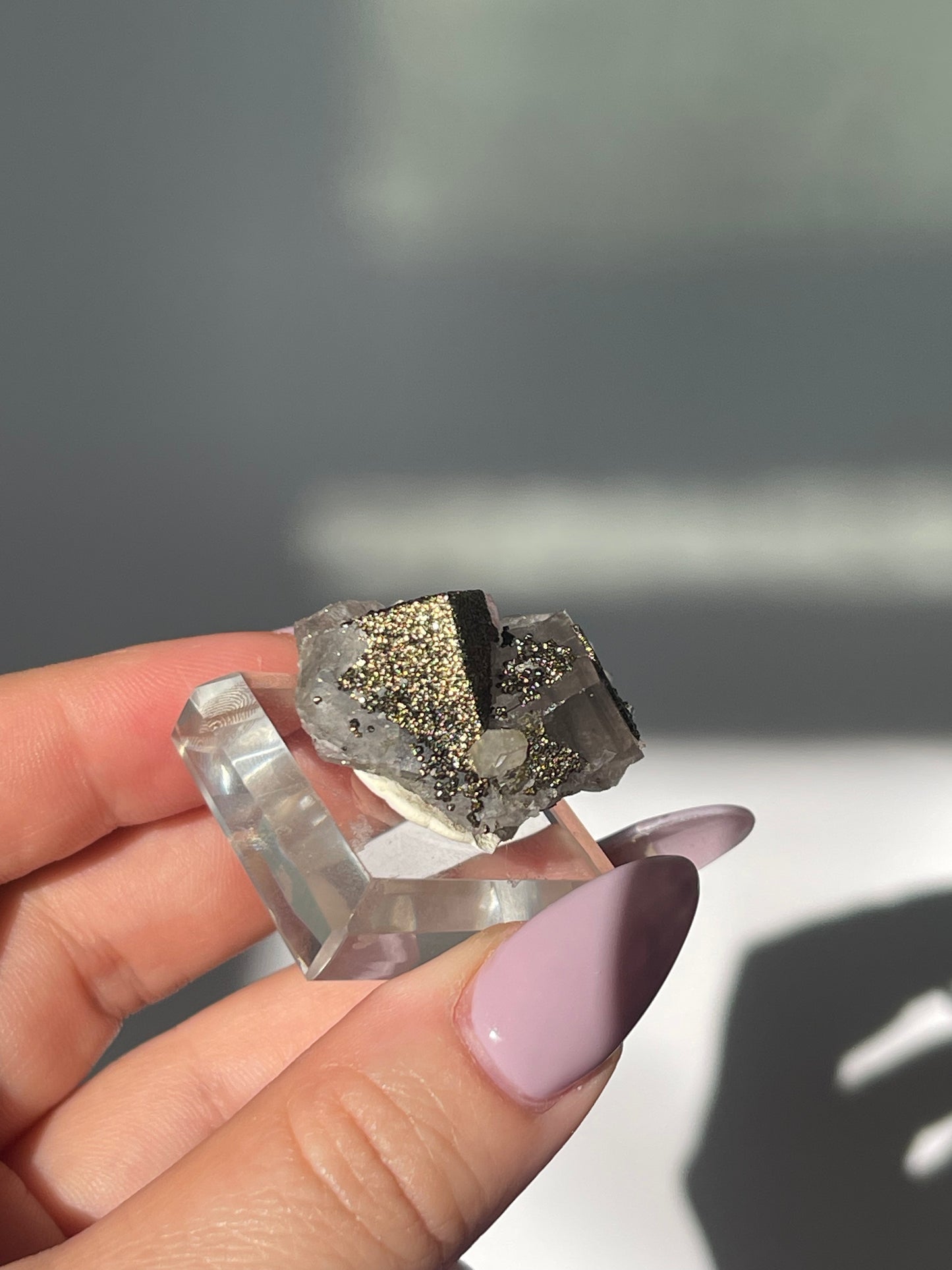 Yaogangxian Fluorite with Pyrite Coating/Calcite - 16 grams