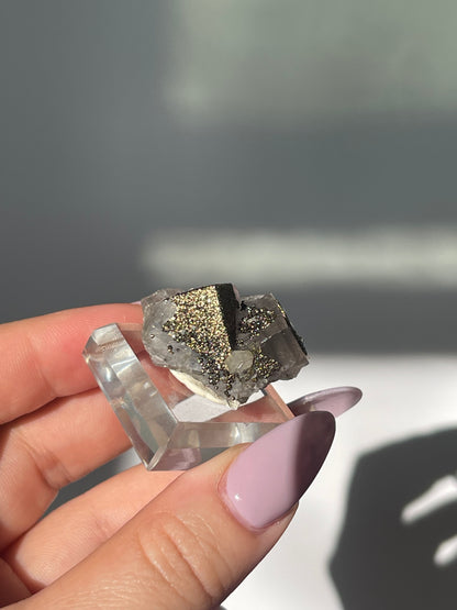 Yaogangxian Fluorite with Pyrite Coating/Calcite - 16 grams