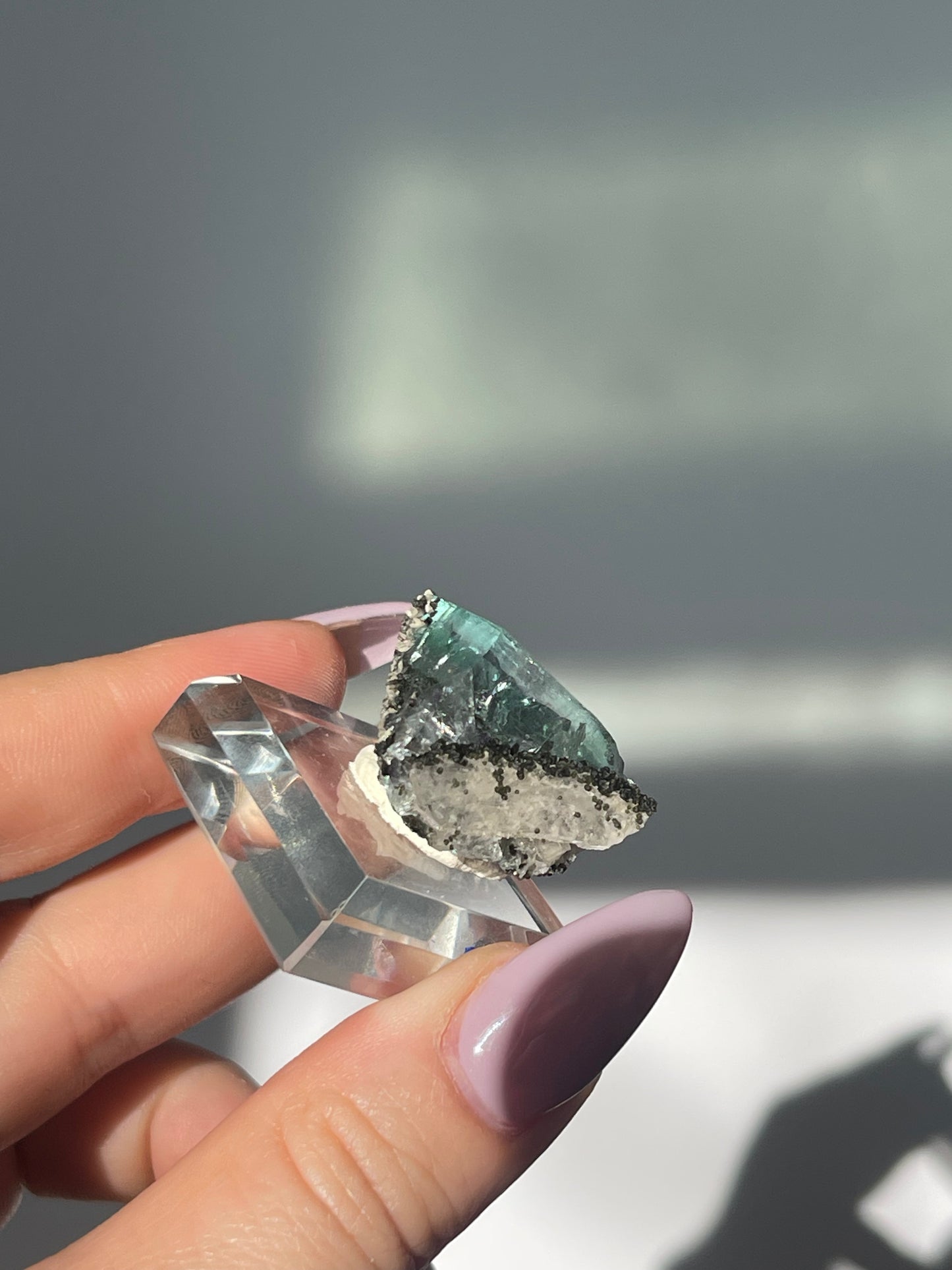 Zhejiang Green Cubic Flourite with Epidote/Quartz/Calcite - 16 grams