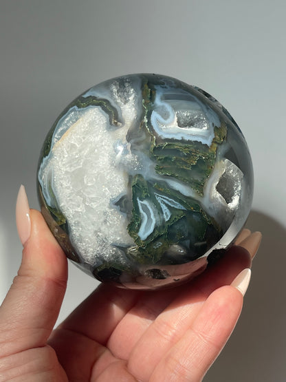 Large Moss Agate Druzy Sphere